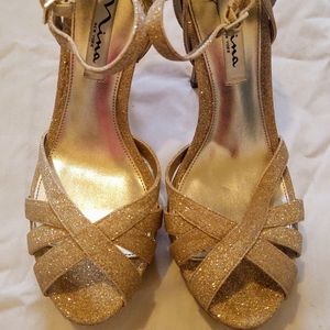Sparkling Gold Colored Heels